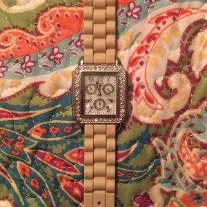 Cream and silver watch